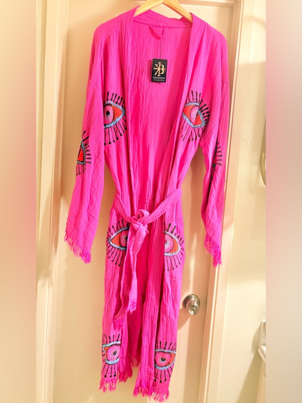 Bright Pink Embroidered Eye Robe - Women Intimates & Sleepwear - Picture 5 of 5